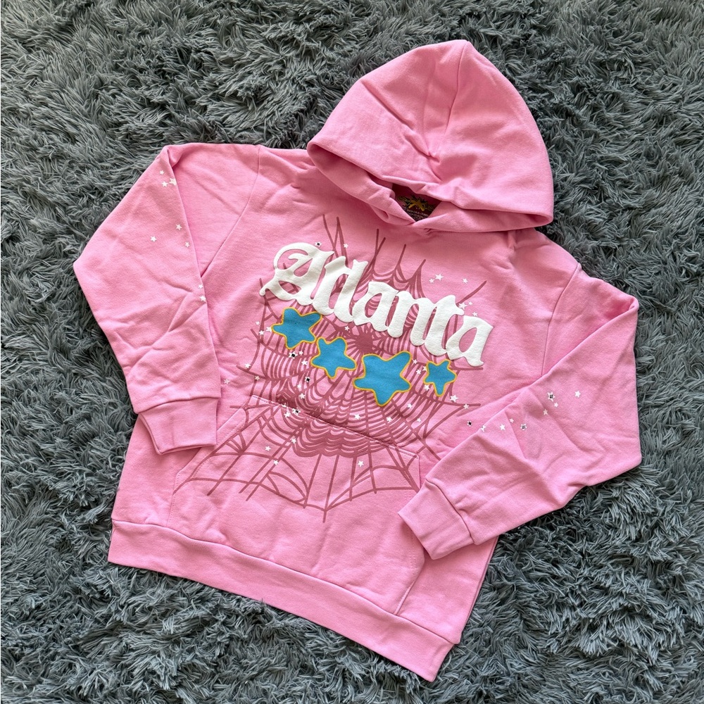 Pink atlanta sp5der hoodie size medium brand new
